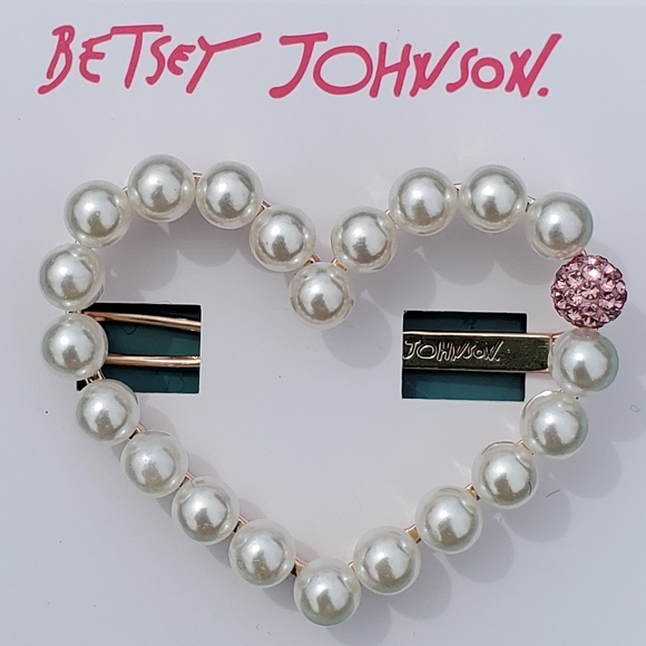 Rose Gold Crystal/Pearl Open Heart Hair Barrette - Picture 13 of 16